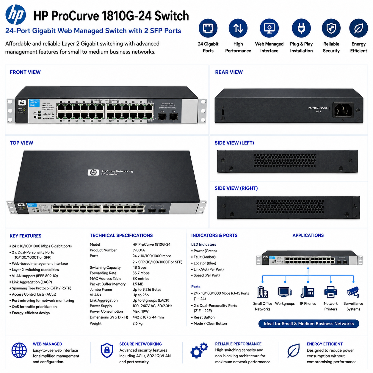 HP ProCurve 1810G-24 Switch thumbnail 2