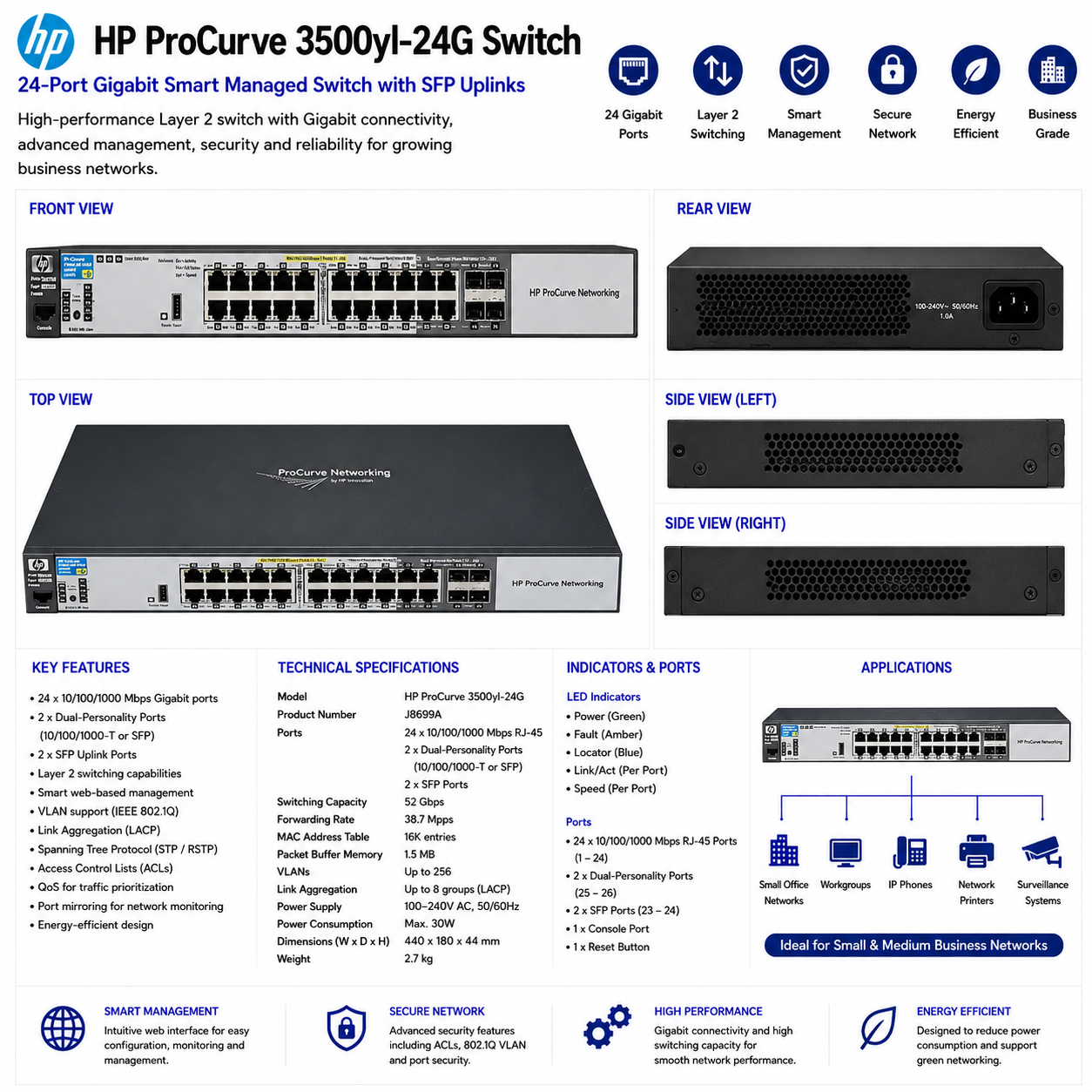 HP ProCurve 3500yl-24G Switch thumbnail 3